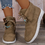 Women With Short Boots 2023 Autumn And Winter New Medium-Heeled Short Boots Sleeve Solid Color Retro Fashion Women's