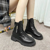 Breakj Boots Women 2025 Autumn And Winter New British Wind Coarse And Velvet Locomotive Boots Fashion Double Zipper Leisure Martin