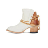 Women Biker Ankle Boots PU Leather Wipe Color High Heel Lace Up Rubber Round Toe Black Platform Ladies Shoes Botas