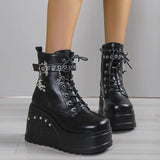 Breakj Thick Boots 2023 New Dark Gothic Rivet Slope And Short Boots Women's Size Martin