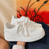 Breakj New Board Shoes Korean Version Of The Hong Kong Style Retro White Tie With Thick-Soled College Wind Sports Small White Shoes