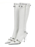 New Women's Boots Pointed Toe High-heeled Boots Paris Fashion Knee-high Boots European and American Party