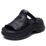 Breakj Cowflin Retro Hand-Made Leather-Bottomed Slippers Women's New Summer Wear Light-Discreed Cool