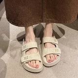 Breakj Word Buckle Magic Sticker Retro Slippers Thick Bottom Small Man To Increase The Design Of The Net Red Big Brand Flat For The Summer Cool
