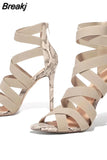 Party Sexy Shoes Prom Shoes Snake Summer Shoes Woman Pumps High Thin Heels Pointed Toe Rhinestone