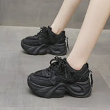 Breakj Shoes Women's Thick Back Retro 2025 Spring To Increase The Old Dad Shoes Small Net Mesh Casual Shoes