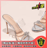 Breakj The Summer Of 2025, The New Sandals Water Drill Kinesi High Heel Wearing Transparent Word With Fine Round Head Cool