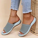 New Summer Flying Weaving Leisure Slippers Large Size Solid Color Fish Mouth Slope Slipper Women's