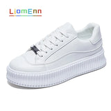 Platform White Sneakers Women Sports Shoes 2021 New PU Leather Flat Vulcanized Casual Shoes Walking Tennis Female