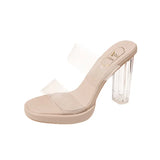 Breakj Wear Women's Summer Cool Crystal Pu Code High Heels Slippers New Big Red 2025 Water Drill