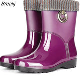 Boots Women Short Tube Rain Shoes Adult Water Boots Anti-skid Water Shoes Jelly Rubber Shoes Rain Boots