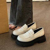 Retro Small Leather Shoes Female 2024 Spring Autumn New Thick Thick Heel Loafers French Jk Single