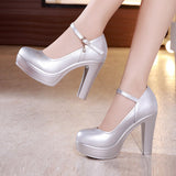 Head 12CM Super High Heels Single Shoes Thick Heels Model Cheongsam Walking Show Shoes Large Size 43 Small Size 32 Professional Working