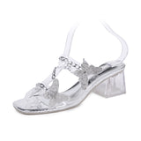 Breakj Women 2025 Summer New Chain Butterfly Sandals Women Wearing Water Drill Crystal High-Heeled