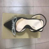 New Summer Rhinestone Bow Pointed Toe Sandals Women's High Heels Women's Elegant Sandals Shiny Sexy High Heels
