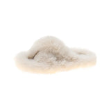 Women Cross House Furry Slippers Fashion Faux Fur Warm Shoes Women Slip on Flats Female Home Open Toe Pink Plush