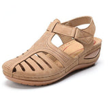 Breakj Casual Women's Slopes And New Sandals Women's Round Head Hollow Summer Buns With