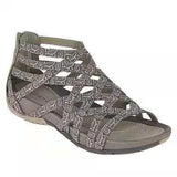 Summer Women Sandals Round Toe Hollow wedges Sandals Casual Closed Toe Flat Rome Sandals plus size Leopard