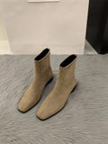 Heel Suede Korean Small Ankle Boots Female Shoes 2024 New Autumn And Winter Versatile Add Velvet Thin Boots Foreign Style Short