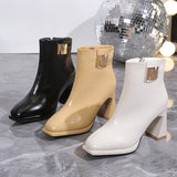 High Heel Ankle Boots Women's Boots 2023 New Thick Heel Rear Zipper Thin Boots Chelsea Spring And Autumn Single
