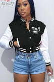 Pink Printed Baseball Coat Pants Two Piece Sets Spring Fall Outfits Womens Track Suits Casual Fashion Streetwear