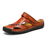 Leather Men Sandals Summer Baotou Casual Man Slippers Convenient Slip on Male Sandals Outdoor Trekking