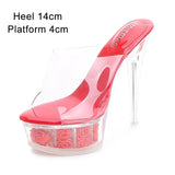 Slippers Women Shoes Super High Heels Plus Size Catwalk Transparent Sandals Women Pole Dance Platform Wedding