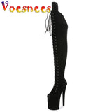 Peep Toe Boots Pole Dance Boots Stripper High Heels Women Sexy Show Shoes Party Club 20 CM Heels Platform ZIP Lace-Up