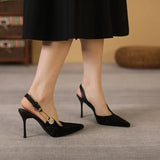 Breakj Standing Not Tired Elegant Fashion Shoes Women 2025 Summer Retro Pure Color High Heels Outside Wearing Skirts And Anti-Slip