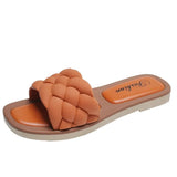New Women Slippers Fashion Weave Flat Sandal Ladies Outdoor Beach Lady Shoes Home Lovely Casual Office Female Flip