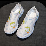 Women's Shoes Shallow Mouth Large Size Casual Single Shoes Women's 43 Round Head Flat-Soled Cartoon Women's Shoes