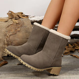 Breakj Short Boots Women's Boots Thick And High Heel Snow Boots Large Cotton