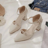 De Mujer Lady Cute Light Weight Spring & Summer Black Patent Leather Square Heel Buckle Shoes Sapatos Femininas