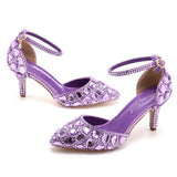Breakj Cm Large-Size Sandals Fine Heel Head Water Drill High Heel Sandals Gold Water Drill High Heels Wedding