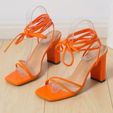 Breakj New High-Heeled Sandals Women Large Size Summer New Square Ankle Strap Thick And