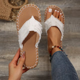 Breakj Summer 2025 New Flip-Flops Flat-Bottom Stitched Beach Slippers Women's