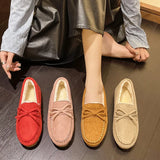 Breakj Dou Shoes Single Shoes Winter 2023 New Korean Version Of Women's Suede Flat Casual Shoes Lazy People A Foot Pedal Cotton Shoes