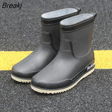 Boots Women Ankle Shoes Waterproof Rain Rubber Shoes for Rain Day 2023 New Slip on Female Short Boots Solid Warm