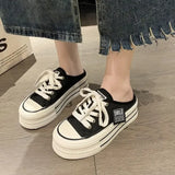 Summer New Thick Soles Increase Slippers Trend All Lazy People A Slip-on Half Drag Fashion Casual Canvas Shoes