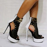 Breakj Rivet Fishing Net Roman Water Table Fine Heel Size 46 High Heel Sandals