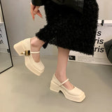 Chunky Heels Women 2024 Spring Summer New Fashion Casual Mary Jane Shoes Ladies Designer Leather Sandals