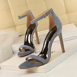 Breakj Fashion And Simple Summer High Heels Women's Ultra High Heel Suede With Open Toe