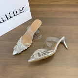 Breakj Transparent Water Drill With High Heel Women's Shoes 2025 New Net Infrared Wear Sexy Thin-Heeled Half-Tug Sandals