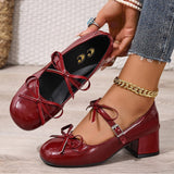 Breakj Bow Mary Jane Single Shoes 2025 New Spring Coarse Temperament With Skirt Small Leather