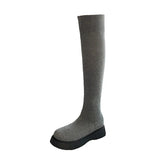 Women Platform Over The Knee Boots Stretch Knitting Sock Long Boots Woman 2023 Autumn Thick Bottom Thigh High Botas