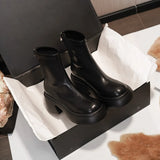 Breakj Short Boots Girl Pine Cake Thick Bottom Small Man Height Elastic Thin Boots Thin