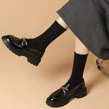 Size 35-42 2023 News Women Real Leather Flats Shoes Fashion Chain Low Heel Office Pumps Jk Casual Loafers
