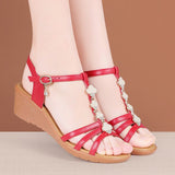 Heel Sandals Women's Summer 2024 New Muffin Bottom Fish Mouth Sandals Large Size Soft Soles Water Drill