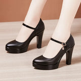 Platform High-Heeled Shoes Lacquered Leather Buckle Model Catwalk Etiquette Women's Shoes New Pointed Stilettos Professional Work