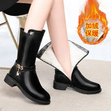 Warm Women's Winter High Snow Boots Brand Designer Chelsea Bottes Female Botas Altas Mujer Fashion Ladies Shoes Black